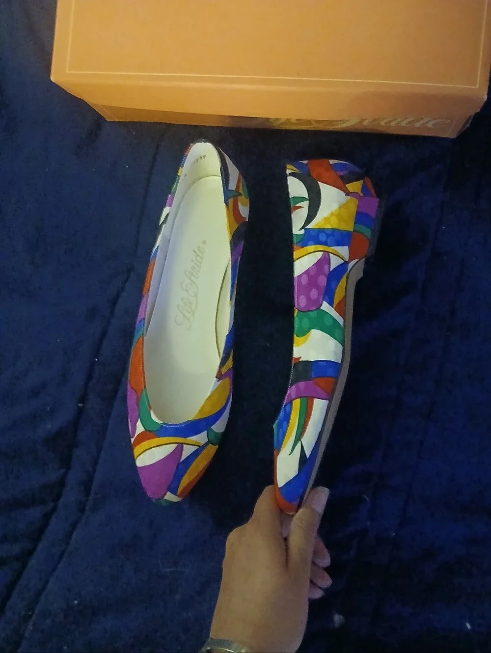 Vintage 80's Life Stride Geometric Abstract Kitten Wedge Heels Size 8.5